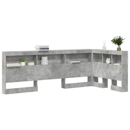 Storage Headboard Engineered Wood Length 200 cm Concrete Grey 90 cm