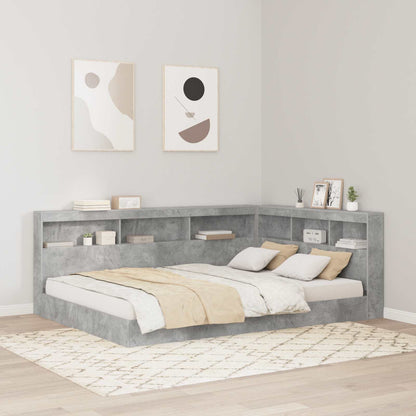 Storage Headboard Engineered Wood Length 200 cm Concrete Grey 140 cm