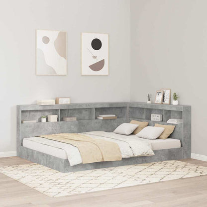 Storage Headboard Engineered Wood Length 200 cm Concrete Grey 150 cm