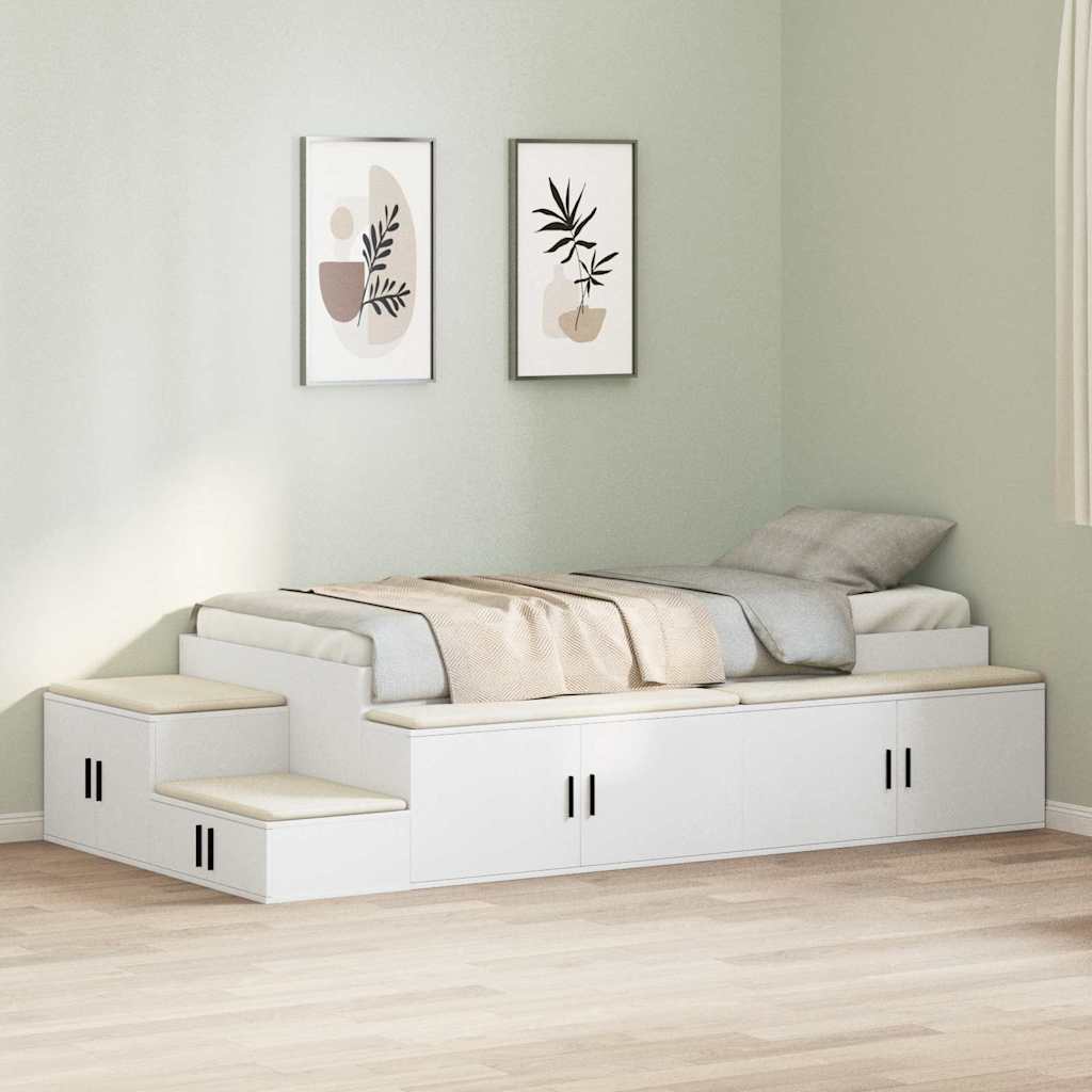 vidaXL Storage Bed Frame White 80 cm Engineered Wood 4