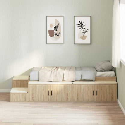 vidaXL Storage Bed Frame with Shelf Sonoma Oak 80 cm Engineered Wood 1