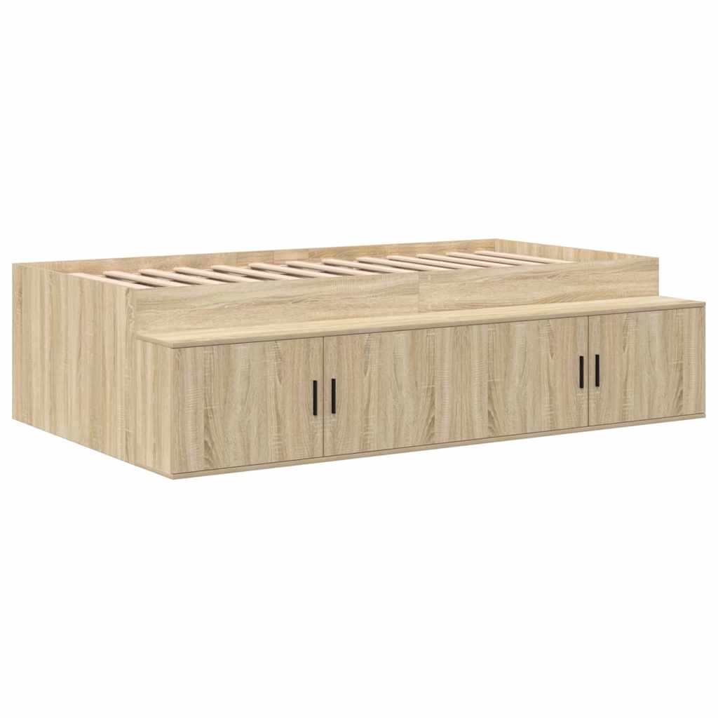 vidaXL Storage Bed Frame with Shelf Sonoma Oak 80 cm Engineered Wood 6