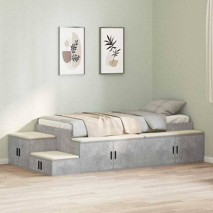 vidaXL Storage Bed Frame with Door Concrete Grey 80 cm Engineered Wood 4