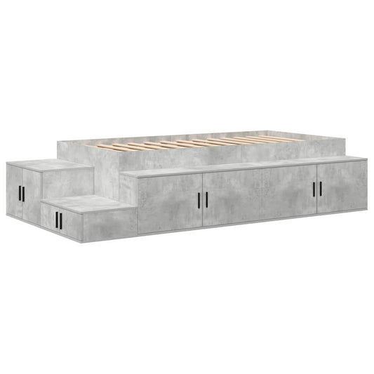 vidaXL Storage Bed Frame with Door Concrete Grey 80 cm Engineered Wood 2