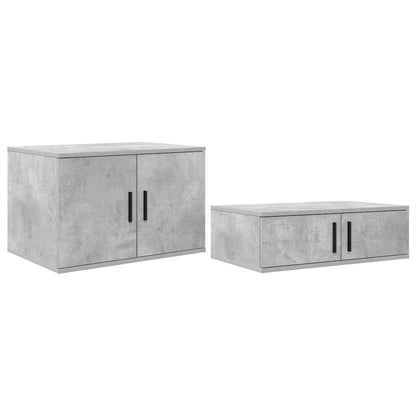 vidaXL Storage Bed Frame with Door Concrete Grey 80 cm Engineered Wood 5