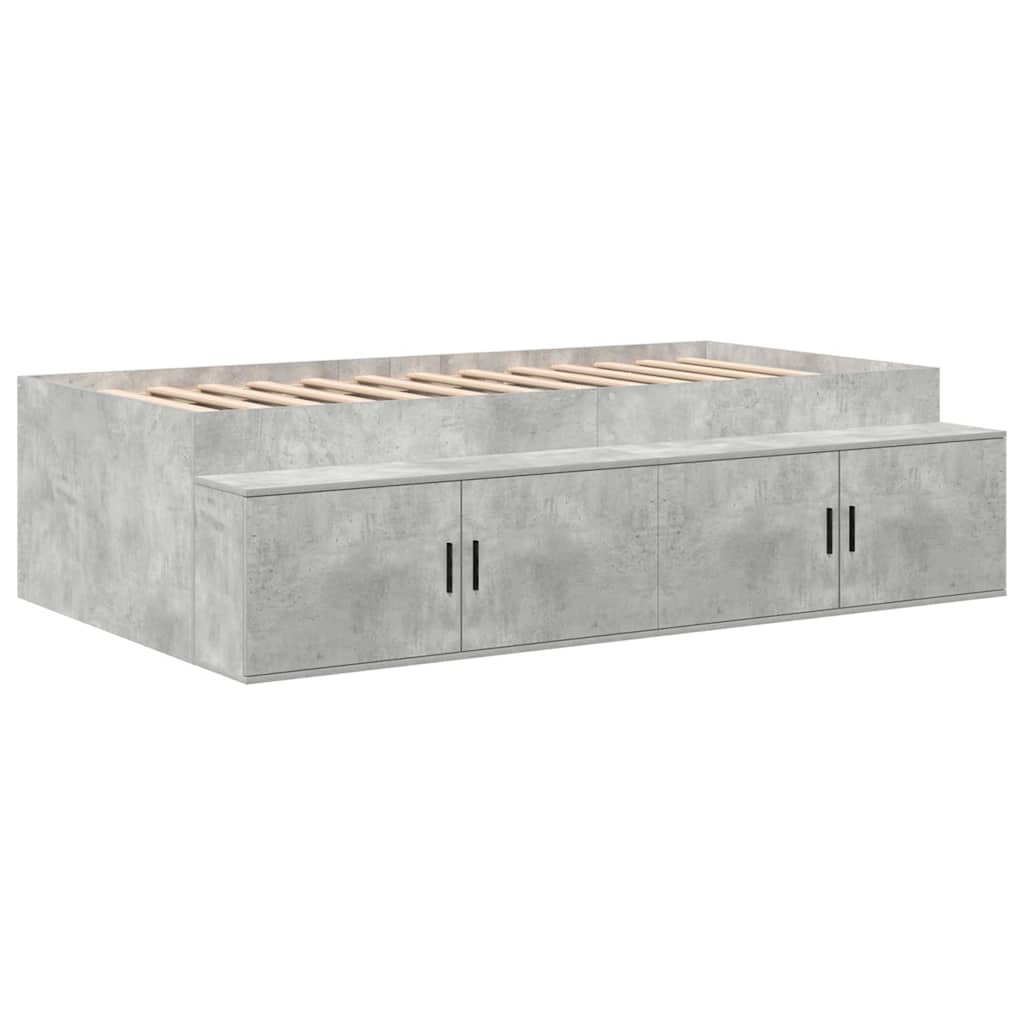 vidaXL Storage Bed Frame with Door Concrete Grey 80 cm Engineered Wood 6
