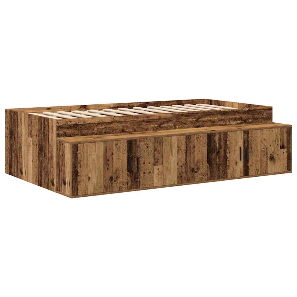 vidaXL Storage Bed Frame with Shelf Old Wood 80 cm Engineered Wood 6