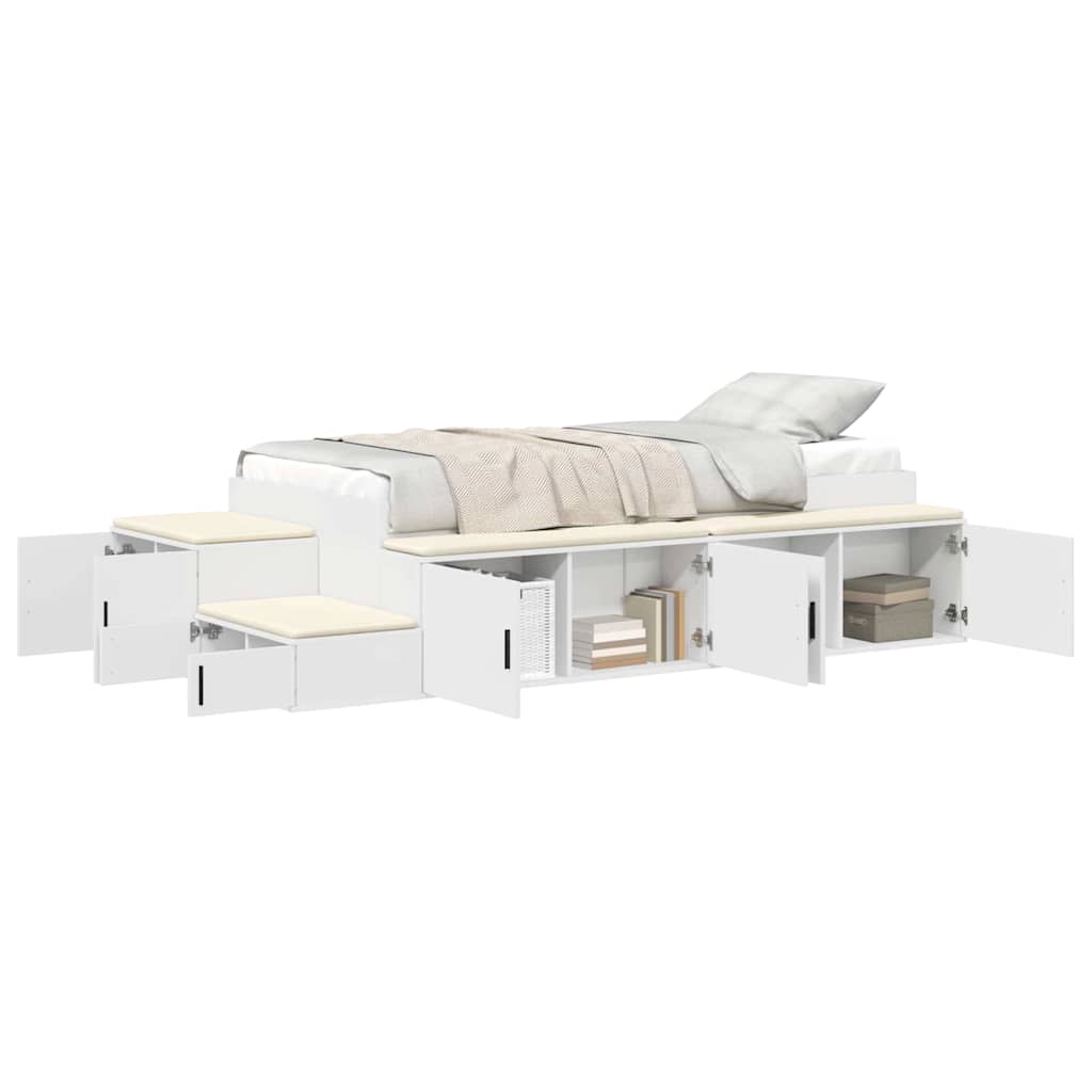 vidaXL Storage Bed Frame White 75 cm Engineered Wood 3