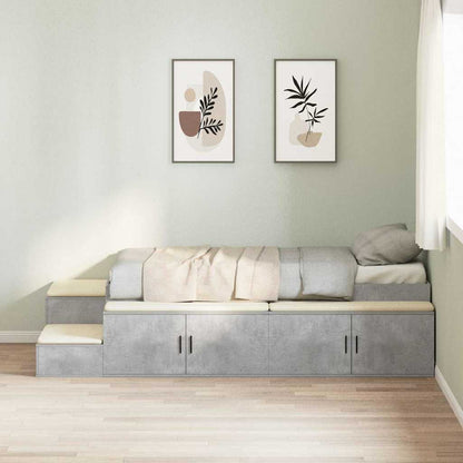 vidaXL Storage Bed Frame with Door Concrete Grey 75 cm Engineered Wood 1