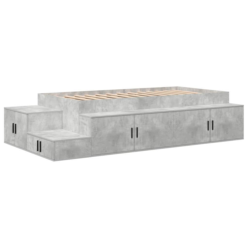 vidaXL Storage Bed Frame with Door Concrete Grey 75 cm Engineered Wood 2