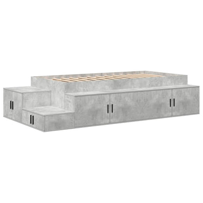 vidaXL Storage Bed Frame with Door Concrete Grey 75 cm Engineered Wood 2