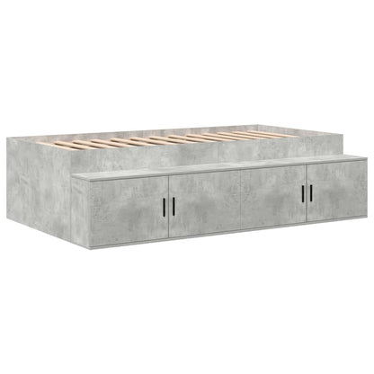 vidaXL Storage Bed Frame with Door Concrete Grey 75 cm Engineered Wood 6