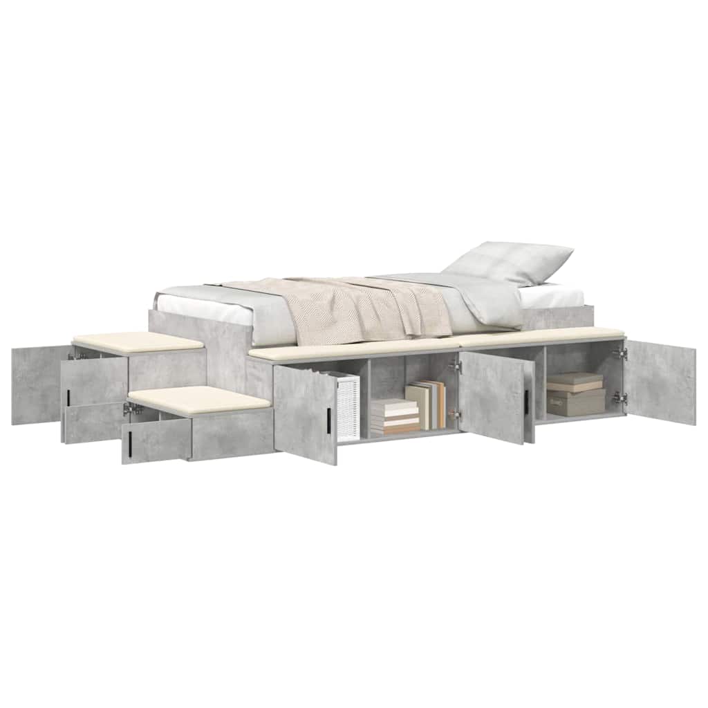 vidaXL Storage Bed Frame with Door Concrete Grey 75 cm Engineered Wood 3