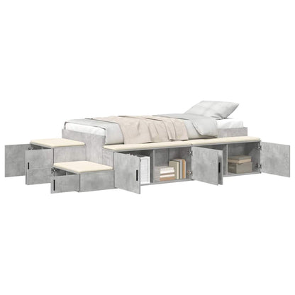 vidaXL Storage Bed Frame with Door Concrete Grey 75 cm Engineered Wood 3