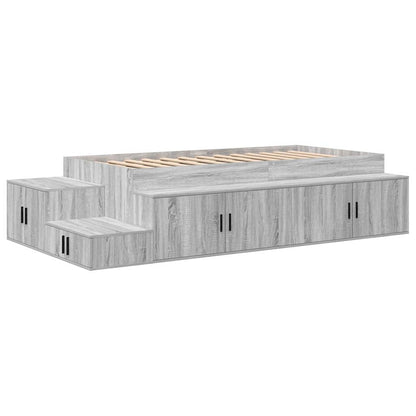 vidaXL Storage Bed Frame with Shelf Grey Sonoma 75 cm Engineered Wood 2