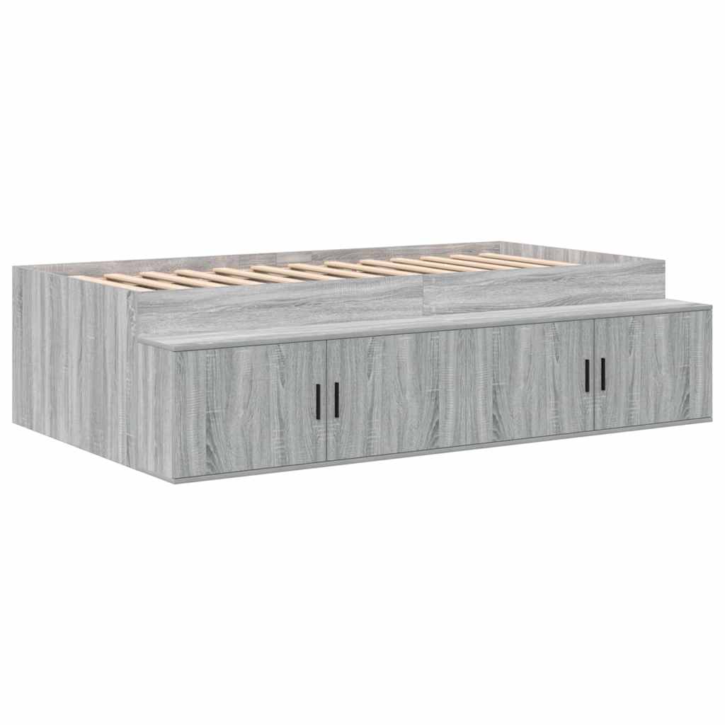 vidaXL Storage Bed Frame with Shelf Grey Sonoma 75 cm Engineered Wood 6
