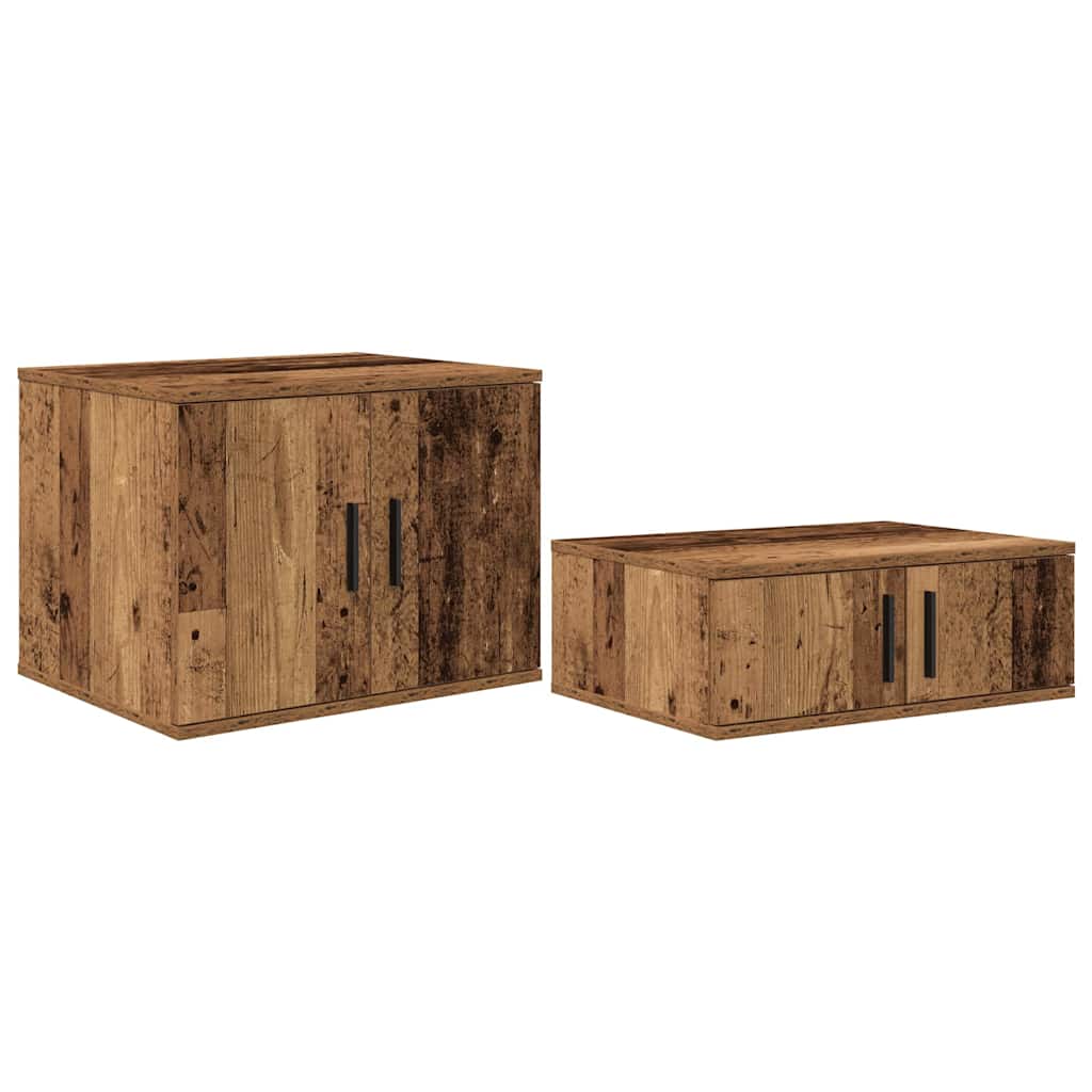 vidaXL Storage Bed Frame with Shelf Old Wood 75 cm Engineered Wood 5