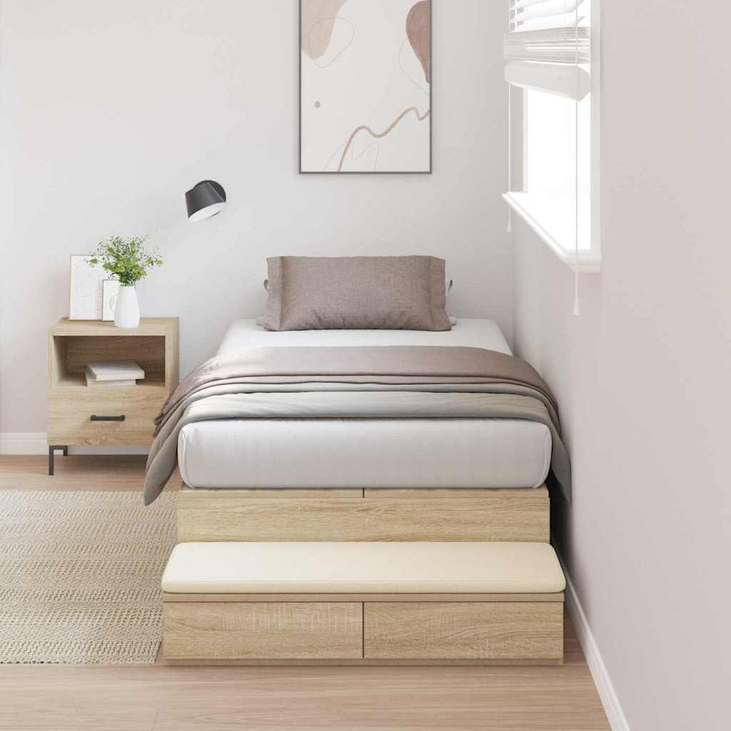 Storage Bed Frame with Drawer 80 cm Engineered Wood Length 200 cm Sonoma oak 80 cm