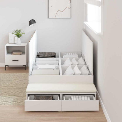 vidaXL Storage Bed Frame with Drawer White 90 cm Engineered Wood 4