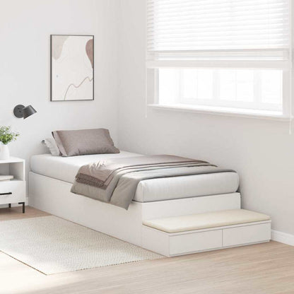 vidaXL Storage Bed Frame with Drawer White 90 cm Engineered Wood 5