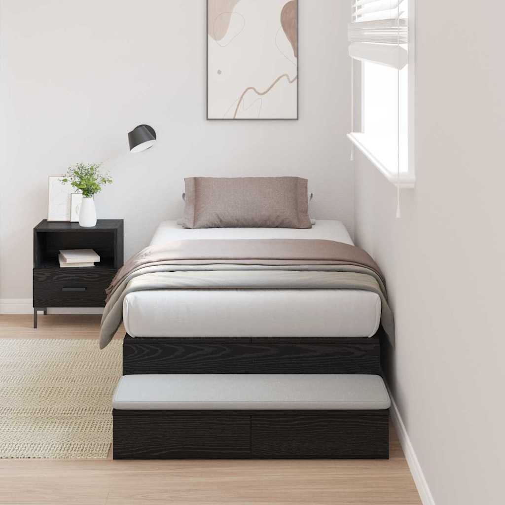 vidaXL Storage Bed Frame with Drawer Black Oak 90 cm Engineered Wood 1