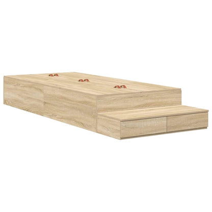 Storage Bed Frame with Drawer 80 cm Engineered Wood Length 200 cm Sonoma oak 90 cm