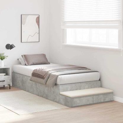 vidaXL Storage Bed Frame with Door Concrete Grey 90 cm Engineered Wood 3