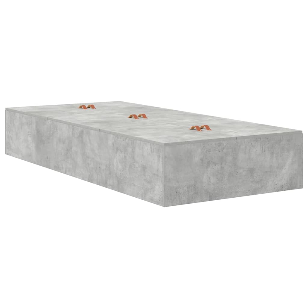 vidaXL Storage Bed Frame with Door Concrete Grey 90 cm Engineered Wood 4