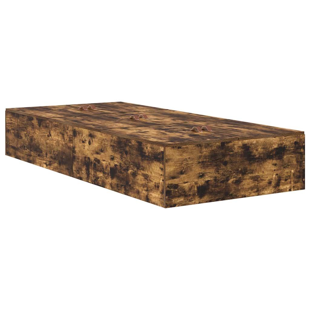 vidaXL Storage Bed Frame with Drawer Smoked Oak 90 cm Engineered Wood 5