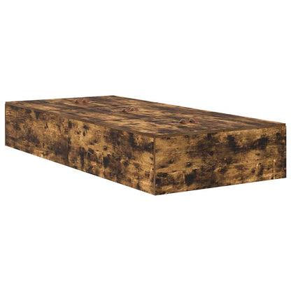 vidaXL Storage Bed Frame with Drawer Smoked Oak 90 cm Engineered Wood 5