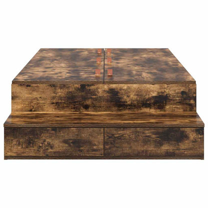 vidaXL Storage Bed Frame with Drawer Smoked Oak 90 cm Engineered Wood 6