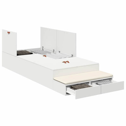 vidaXL Storage Bed Frame with Drawer White 100 cm Engineered Wood 3
