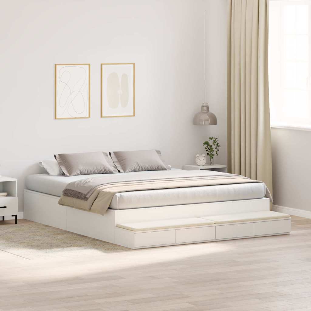 vidaXL Storage Bed Frame with Drawer 80 cm Engineered Wood Length 200 cm White