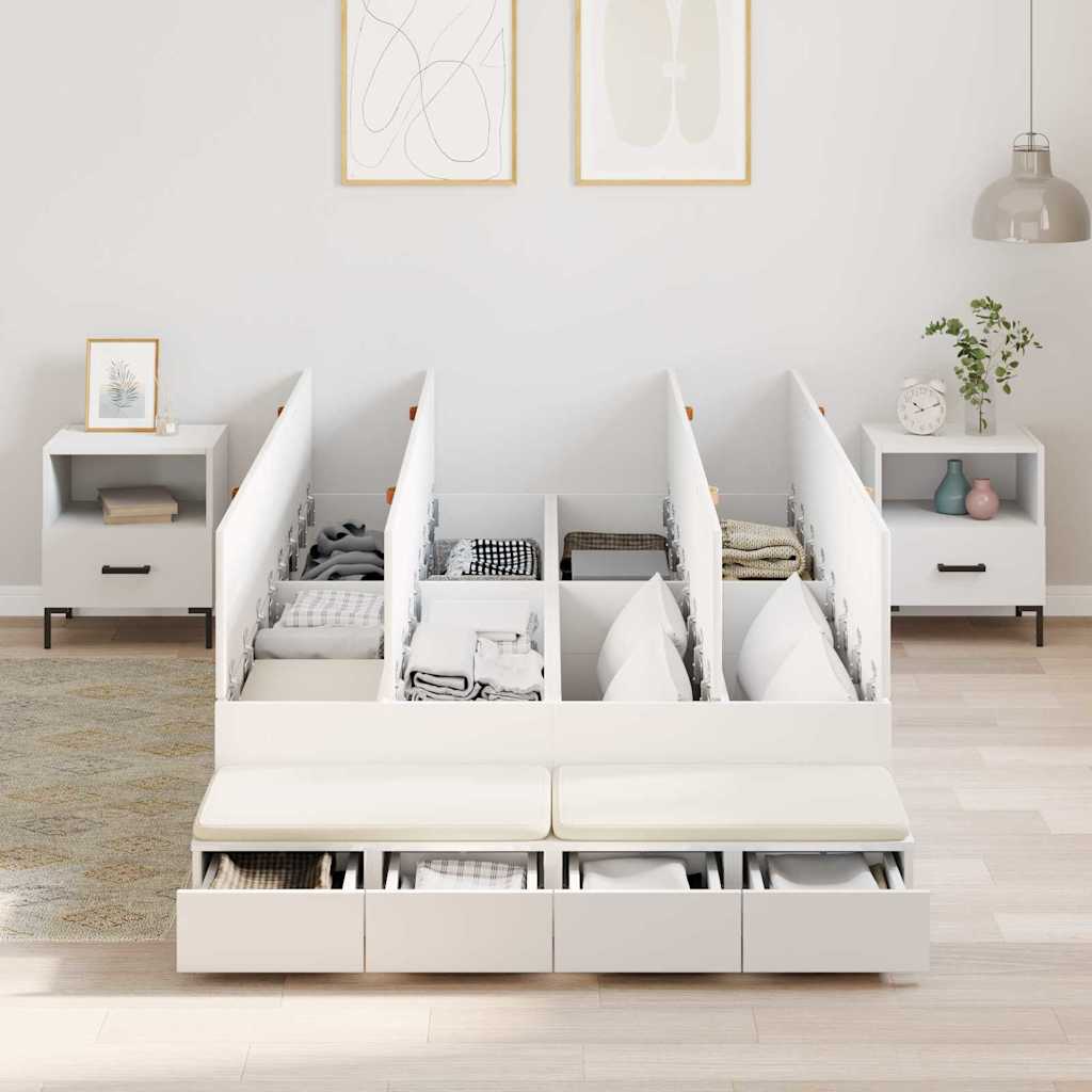 vidaXL Storage Bed Frame with Drawer 80 cm Engineered Wood Length 200 cm White