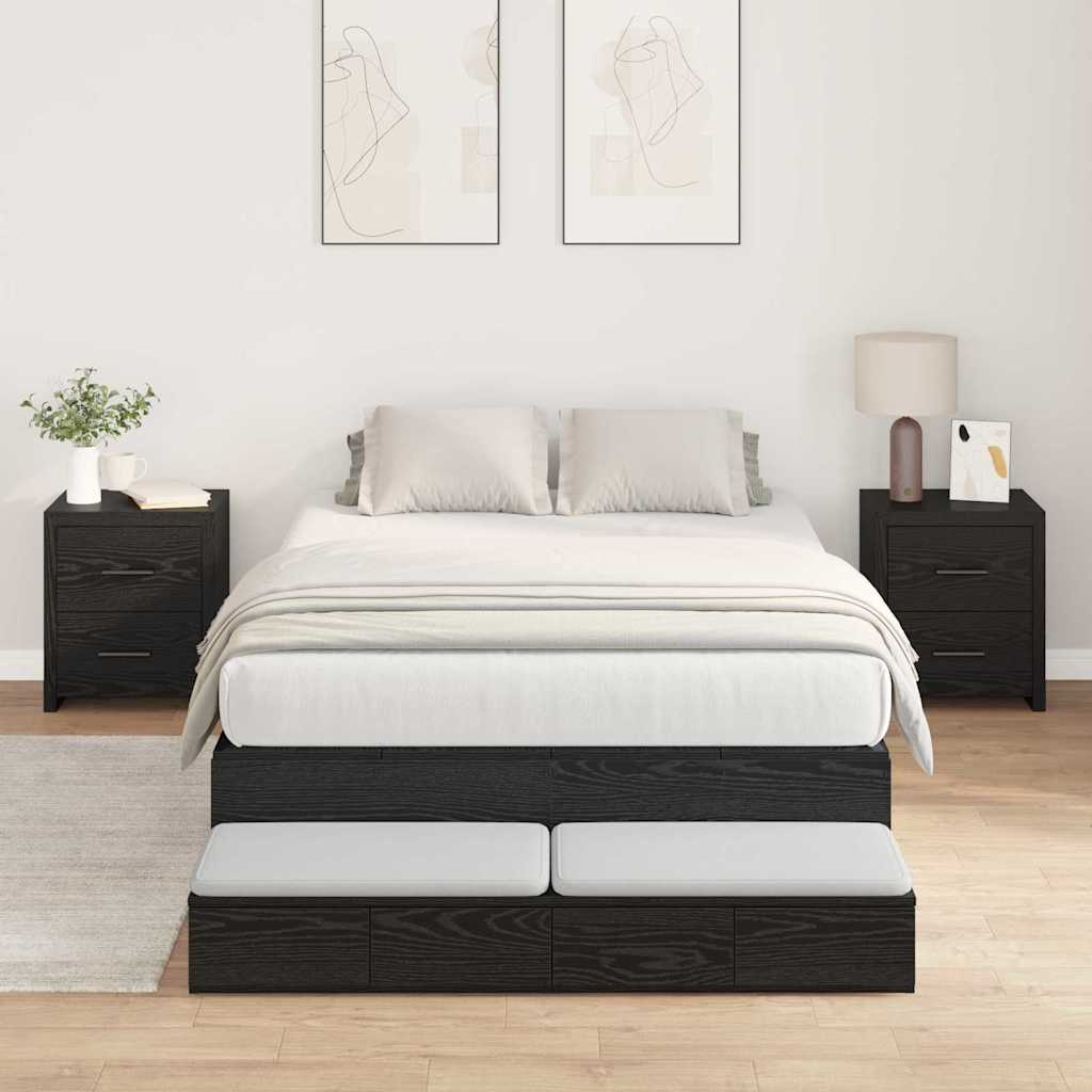 vidaXL Storage Bed Frame with Drawer 80 cm Engineered Wood Length 200 cm Black Oak