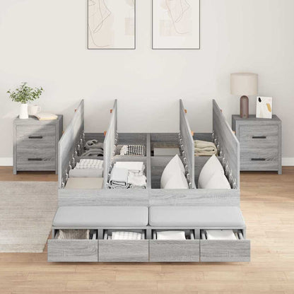 vidaXL Storage Bed Frame with Door 100 cm Engineered Wood Length 200 cm Grey Sonoma