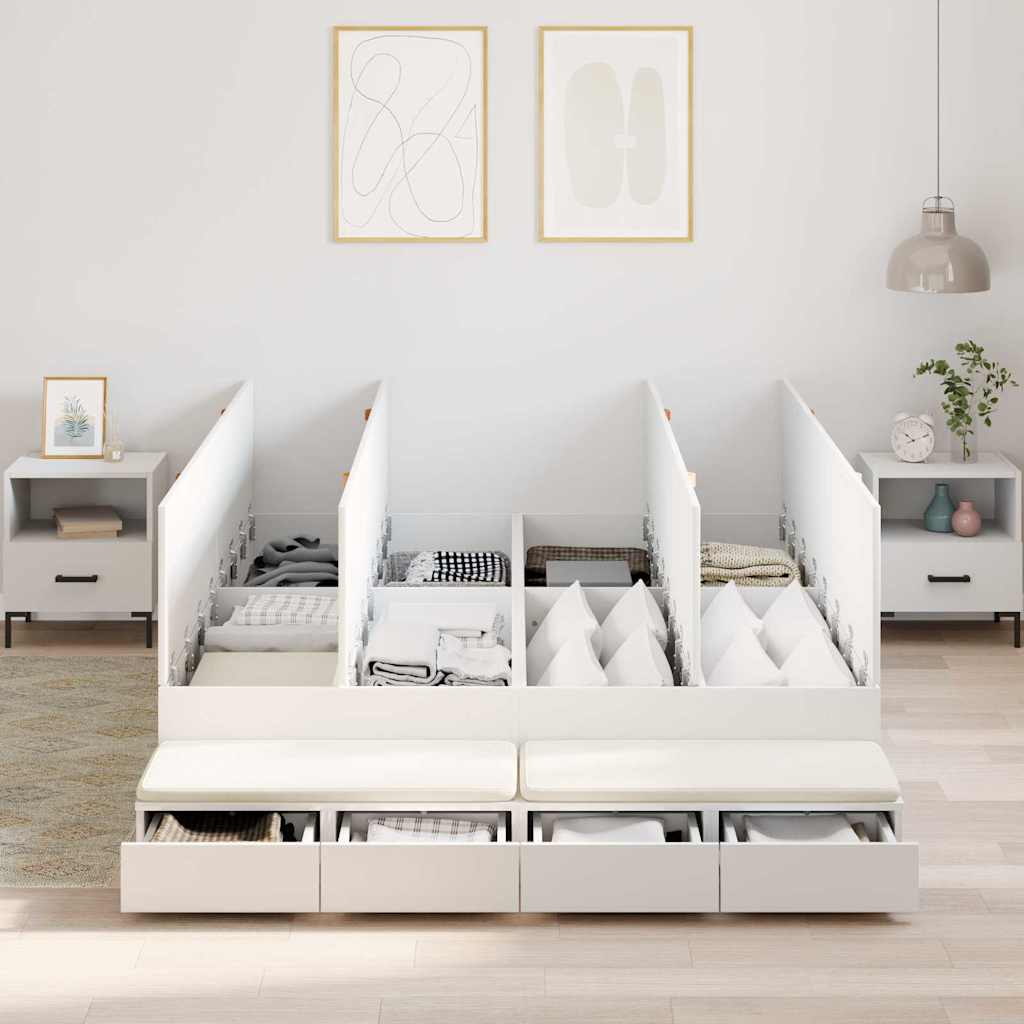 vidaXL Storage Bed Frame with Drawer 80 cm Engineered Wood Length 200 cm White