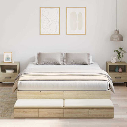 vidaXL Storage Bed Frame with Drawer 80 cm Engineered Wood Length 200 cm Sonoma Oak