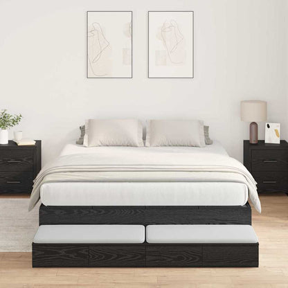vidaXL Storage Bed Frame with Drawer 80 cm Engineered Wood Length 200 cm Black Oak
