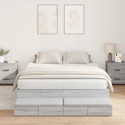 vidaXL Storage Bed Frame with Door 100 cm Engineered Wood Length 200 cm Grey Sonoma