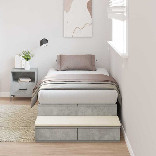 vidaXL Storage Bed Frame with Door Concrete Grey 90 cm Engineered Wood 1