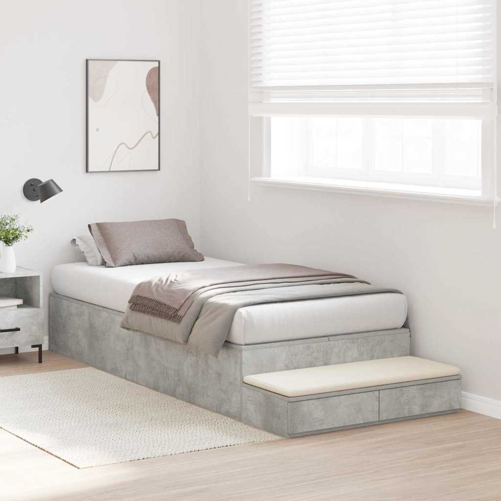 vidaXL Storage Bed Frame with Door Concrete Grey 90 cm Engineered Wood 5