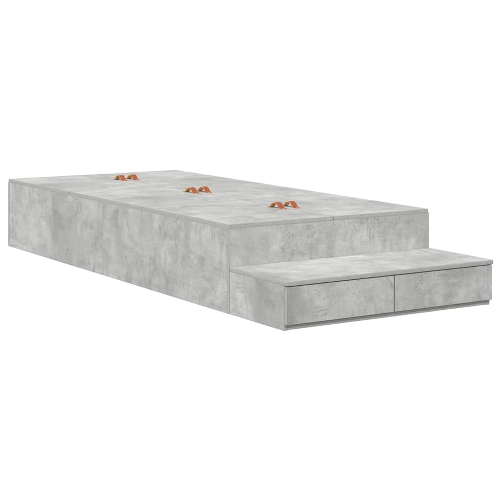 vidaXL Storage Bed Frame with Door Concrete Grey 90 cm Engineered Wood 2