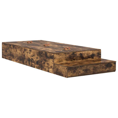 vidaXL Storage Bed Frame with Drawer Smoked Oak 90 cm Engineered Wood 2