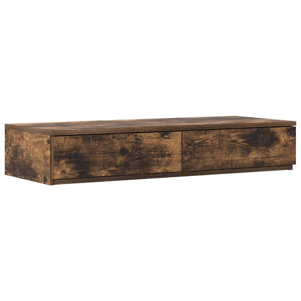 vidaXL Storage Bed Frame with Drawer Smoked Oak 90 cm Engineered Wood 6