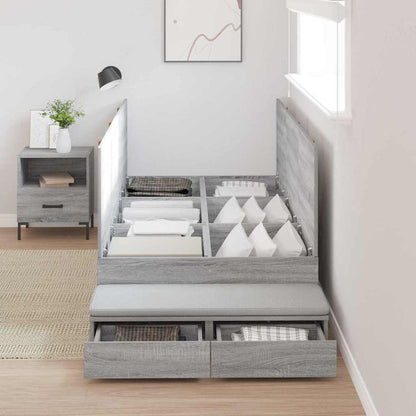 vidaXL Storage Bed Frame with Drawer Grey Sonoma 75 cm Engineered Wood 4