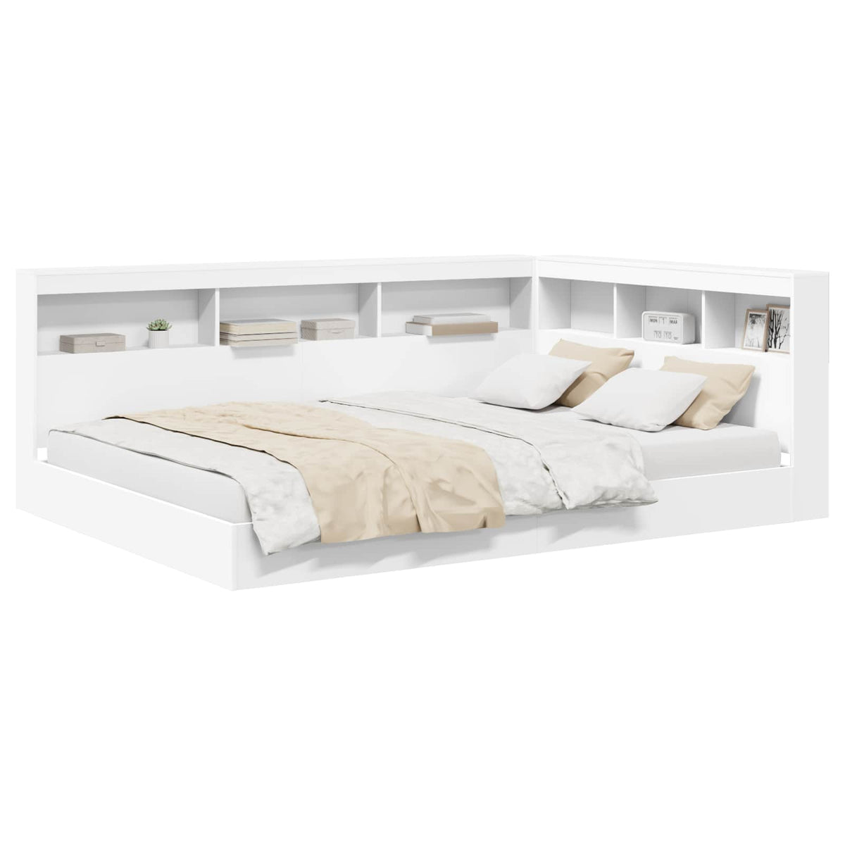 vidaXL Bookcase Bed with Shelf White 140 x 200 cm Engineered Wood 2