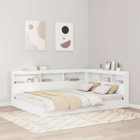 vidaXL Bookcase Bed with Shelf White 150 x 200 cm Engineered Wood 1
