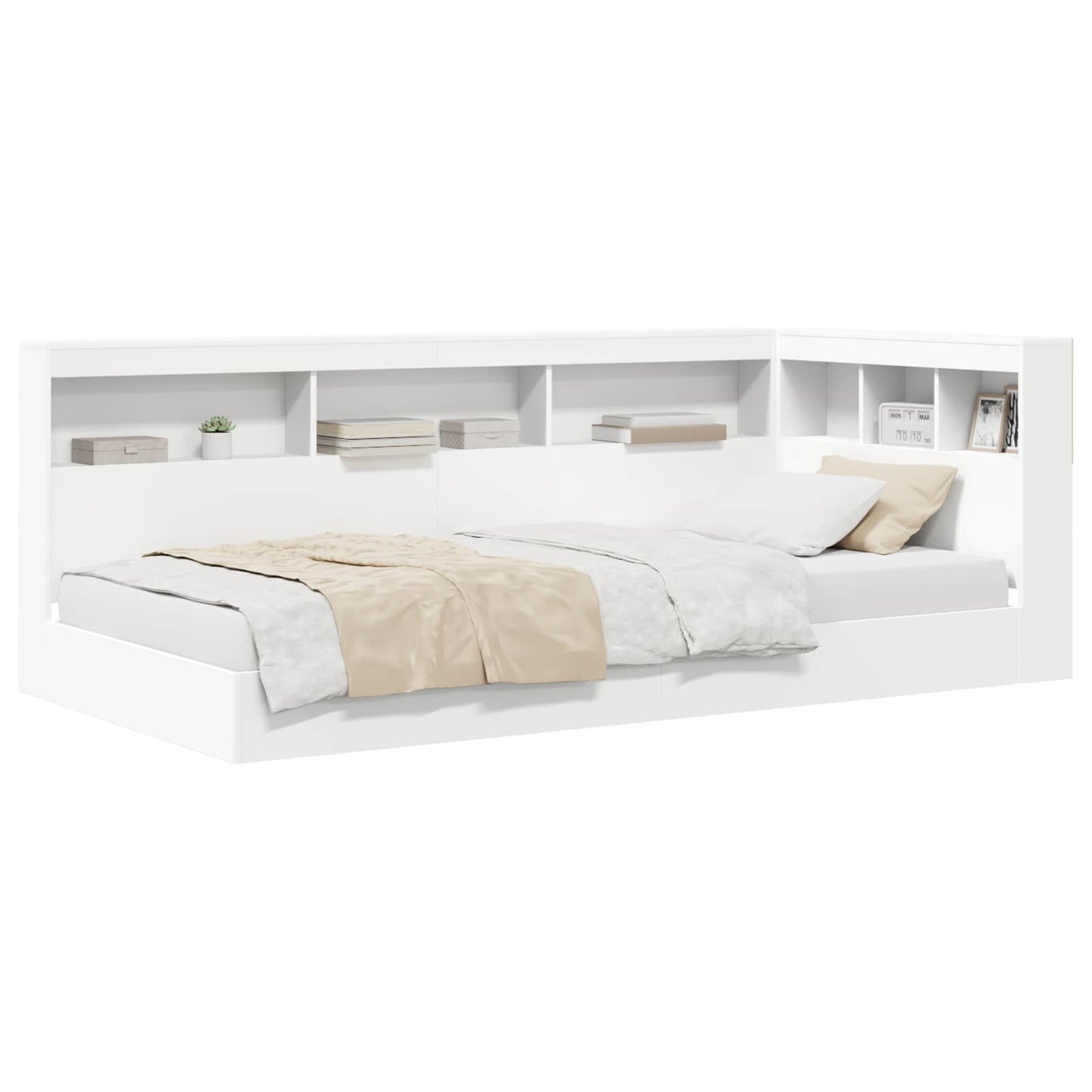 vidaXL Bookcase Bed with Shelf White 90 x 190 cm Engineered Wood 2
