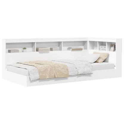 vidaXL Bookcase Bed with Shelf White 90 x 190 cm Engineered Wood 2